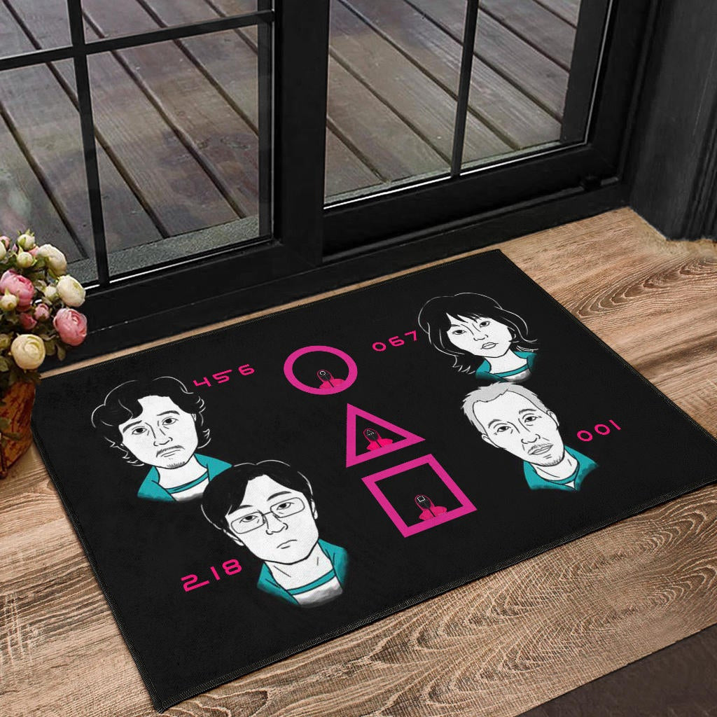 Squid Game Movie Door Mat - Round Square Triangle Squid Workers Main Players Artwork Door Mat Home Decor