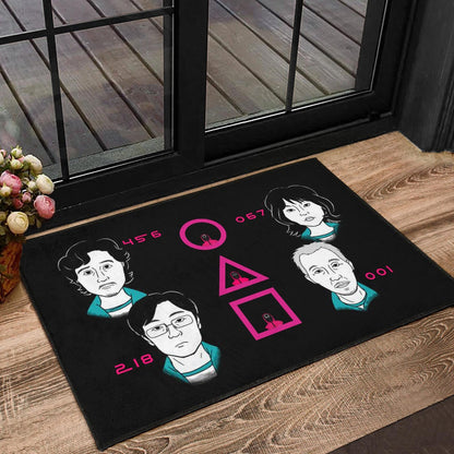Squid Game Movie Door Mat - Round Square Triangle Squid Workers Main Players Artwork Door Mat Home Decor