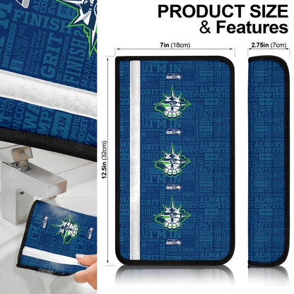 American Football Team Seat Belt Covers - Seattle Seahawks Liberty Head Silhouette Belt Covers