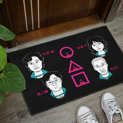 Squid Game Movie Door Mat - Round Square Triangle Squid Workers Main Players Artwork Door Mat Home Decor