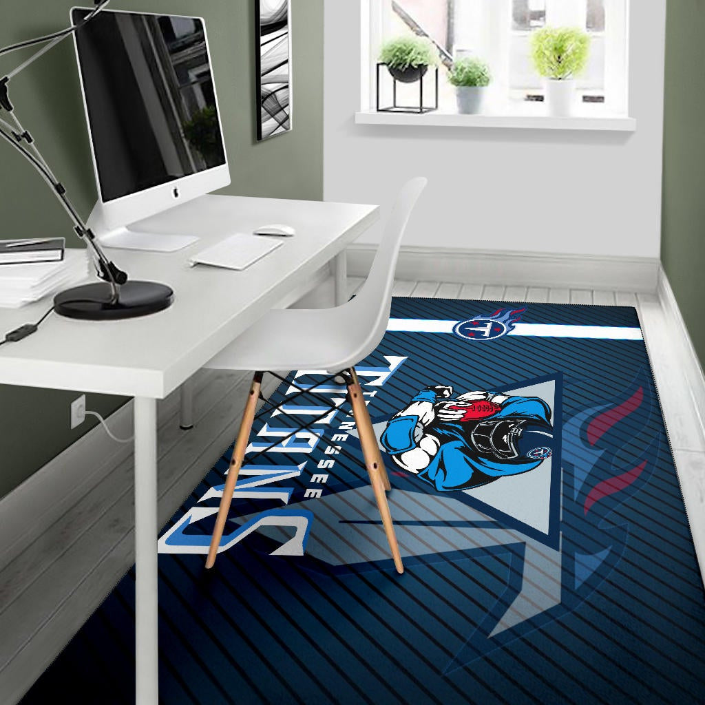 Tennessee Titans American Football Team Area Rug Muscle Player Holding Rugby Flaming Ball Rugs Home Decor