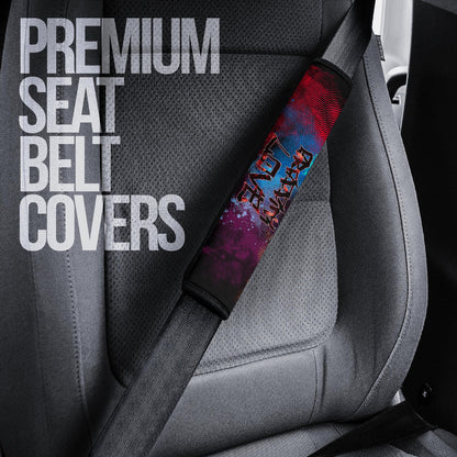 Skull Seat Belt Covers - Graffiti Love Skull Wearing Street Style Hat Belt Covers