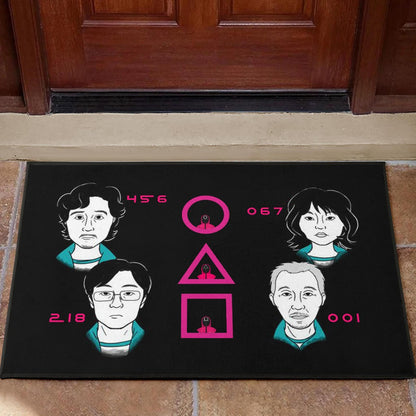 Squid Game Movie Door Mat - Round Square Triangle Squid Workers Main Players Artwork Door Mat Home Decor