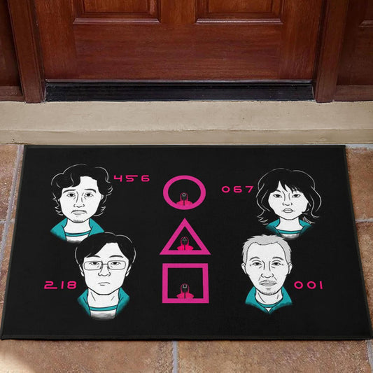 Squid Game Movie Door Mat - Round Square Triangle Squid Workers Main Players Artwork Door Mat Home Decor