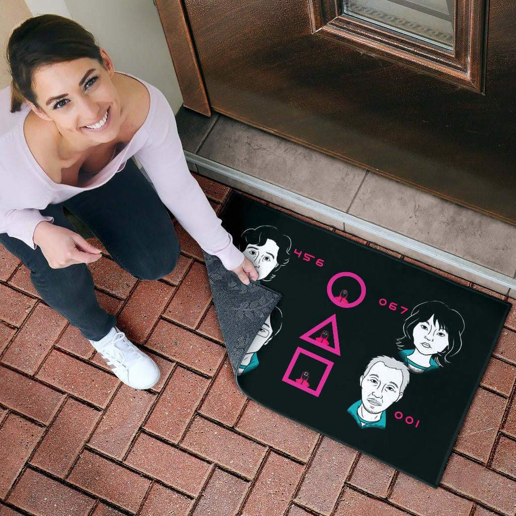 Squid Game Movie Door Mat - Round Square Triangle Squid Workers Main Players Artwork Door Mat Home Decor