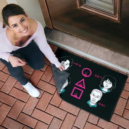 Squid Game Movie Door Mat - Round Square Triangle Squid Workers Main Players Artwork Door Mat Home Decor