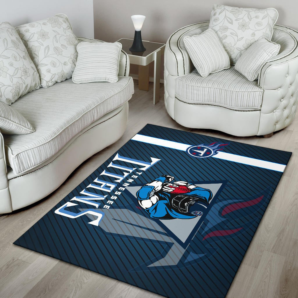 Tennessee Titans American Football Team Area Rug Muscle Player Holding Rugby Flaming Ball Rugs Home Decor