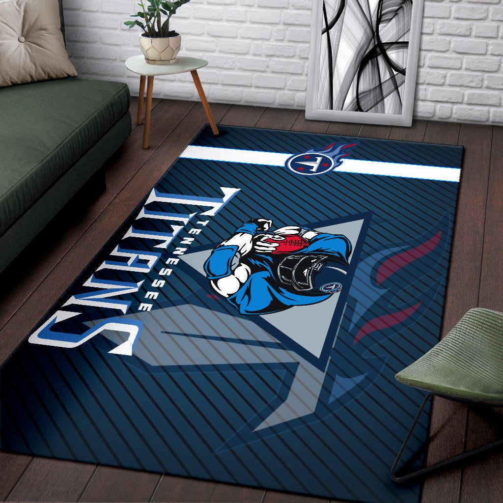 Tennessee Titans American Football Team Area Rug Muscle Player Holding Rugby Flaming Ball Rugs Home Decor