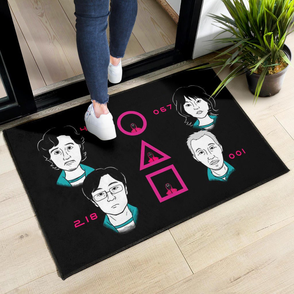 Squid Game Movie Door Mat - Round Square Triangle Squid Workers Main Players Artwork Door Mat Home Decor