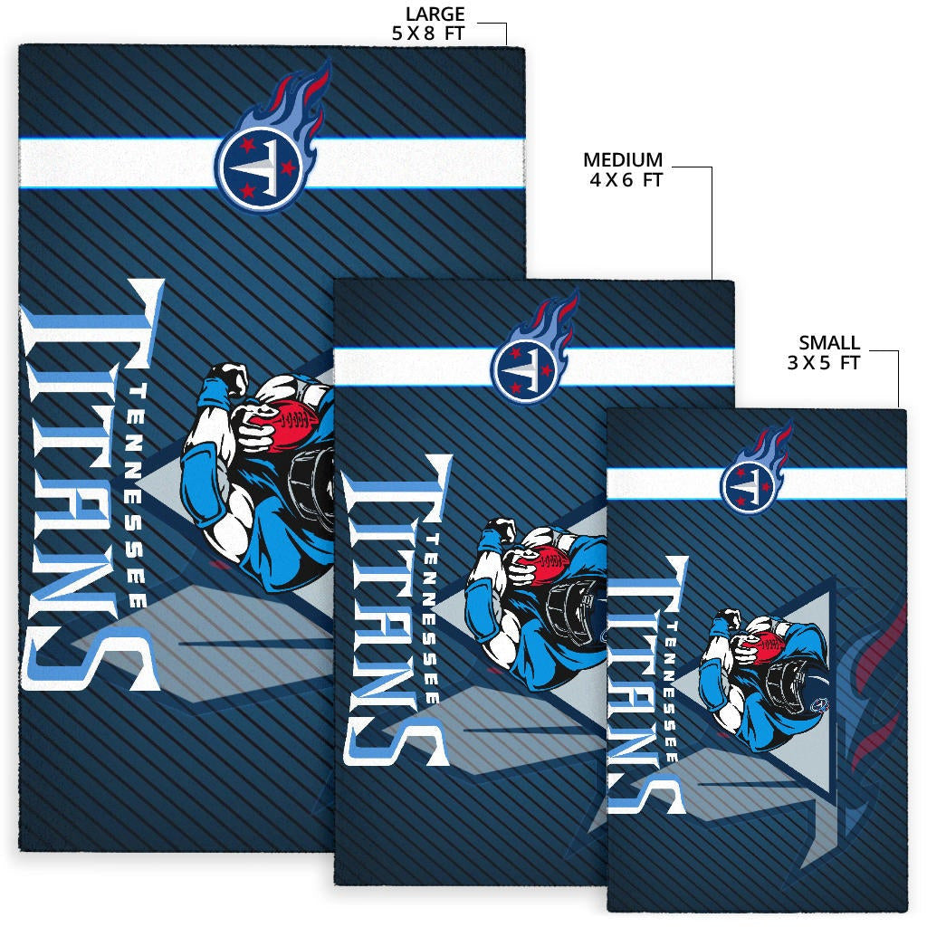 Tennessee Titans American Football Team Area Rug Muscle Player Holding Rugby Flaming Ball Rugs Home Decor