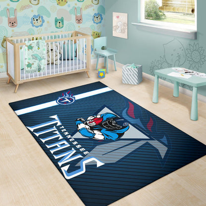 Tennessee Titans American Football Team Area Rug Muscle Player Holding Rugby Flaming Ball Rugs Home Decor