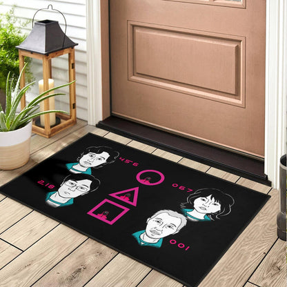 Squid Game Movie Door Mat - Round Square Triangle Squid Workers Main Players Artwork Door Mat Home Decor