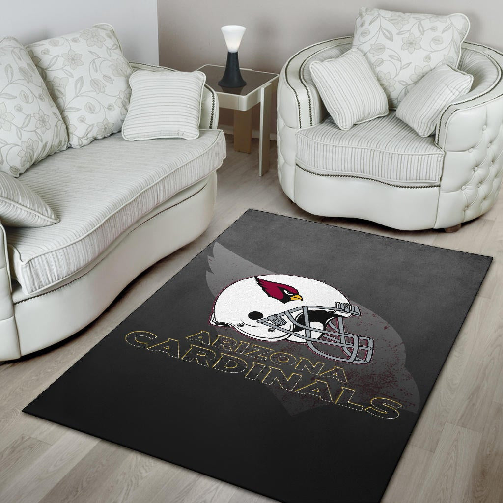 American Football Team Area Rug - Arizona Cardinals Grey Silhouette White Helmet Rugs Home Decor