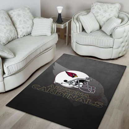 American Football Team Area Rug - Arizona Cardinals Grey Silhouette White Helmet Rugs Home Decor