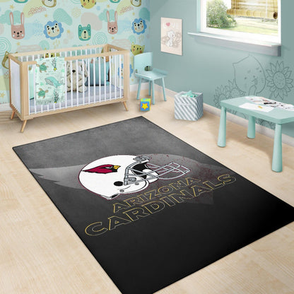 American Football Team Area Rug - Arizona Cardinals Grey Silhouette White Helmet Rugs Home Decor