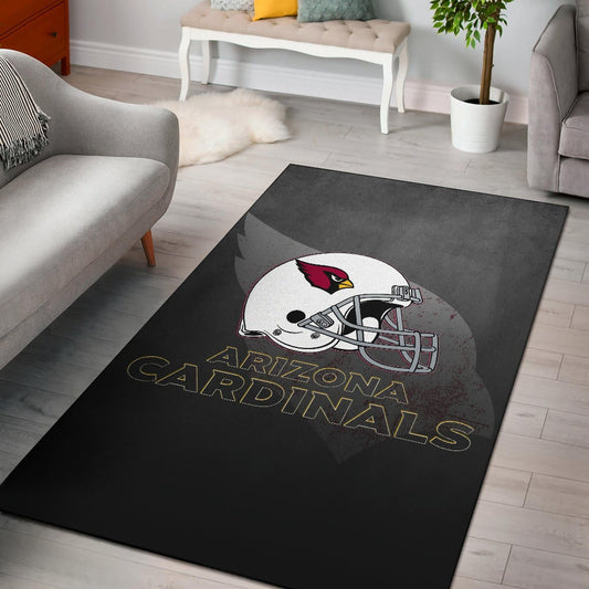 American Football Team Area Rug - Arizona Cardinals Grey Silhouette White Helmet Rugs Home Decor