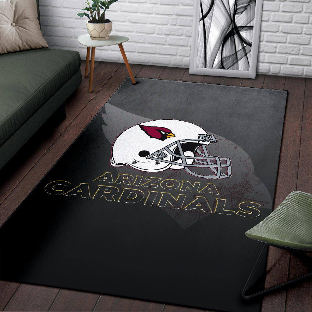 American Football Team Area Rug - Arizona Cardinals Grey Silhouette White Helmet Rugs Home Decor