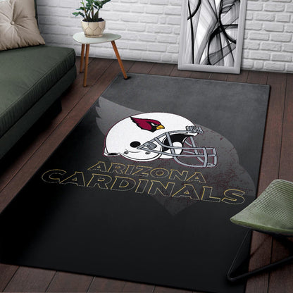 American Football Team Area Rug - Arizona Cardinals Grey Silhouette White Helmet Rugs Home Decor