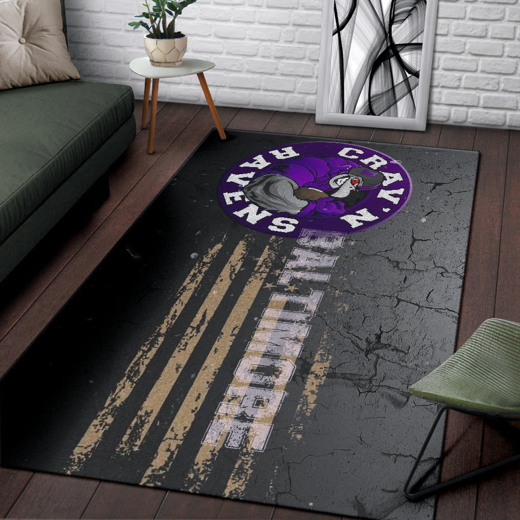 Baltimore Ravens American Football Team Area Rug Crazy Muscle Raven Smiling Broken Grey Wall Rugs Home Decor