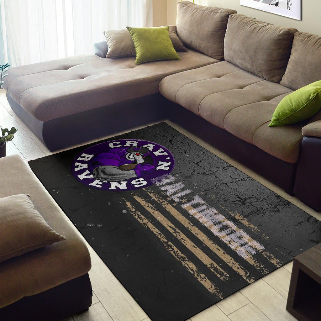 Baltimore Ravens American Football Team Area Rug Crazy Muscle Raven Smiling Broken Grey Wall Rugs Home Decor