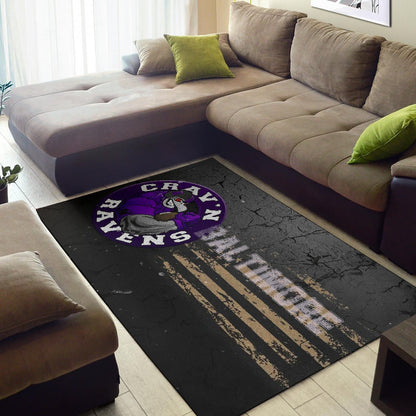 Baltimore Ravens American Football Team Area Rug Crazy Muscle Raven Smiling Broken Grey Wall Rugs Home Decor