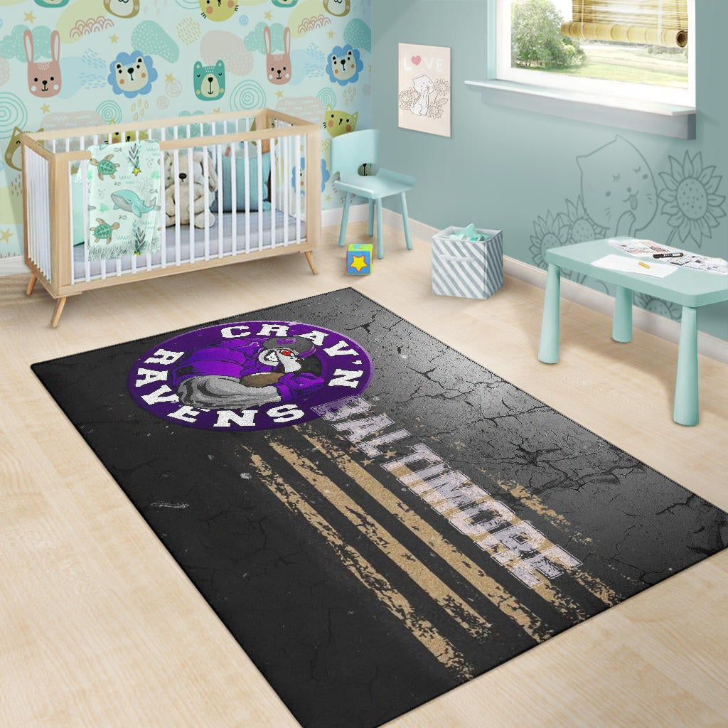 Baltimore Ravens American Football Team Area Rug Crazy Muscle Raven Smiling Broken Grey Wall Rugs Home Decor