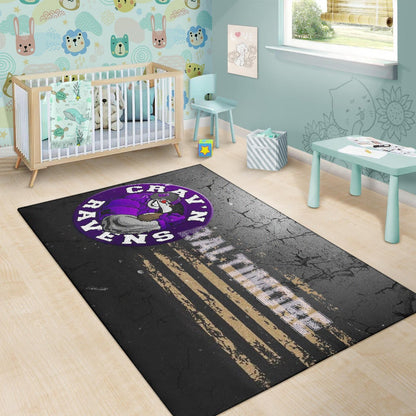 Baltimore Ravens American Football Team Area Rug Crazy Muscle Raven Smiling Broken Grey Wall Rugs Home Decor