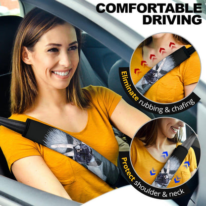 Jujutsu Kaisen Anime Seat Belt Covers - Satoru Gojo Smiling Hand Sign Holding Eye Rubik Prison Realm Belt Covers