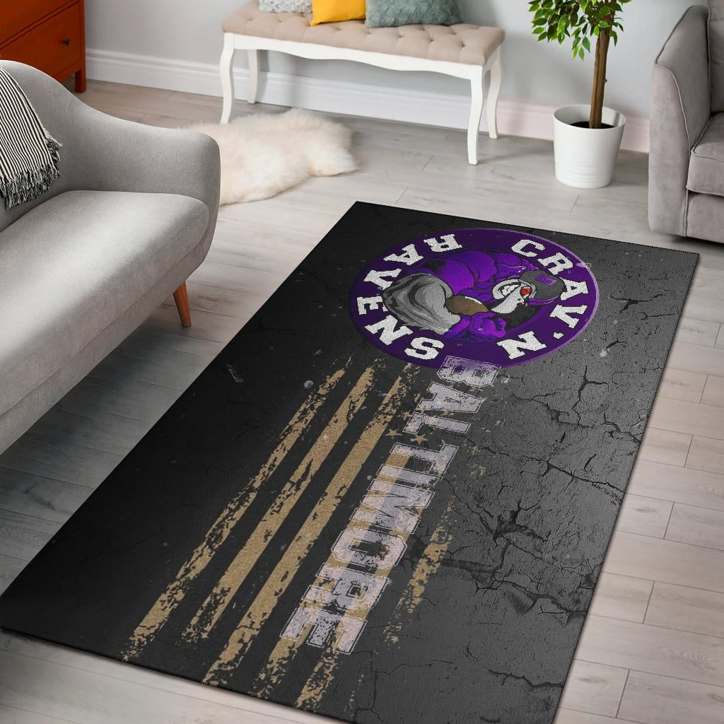 Baltimore Ravens American Football Team Area Rug Crazy Muscle Raven Smiling Broken Grey Wall Rugs Home Decor