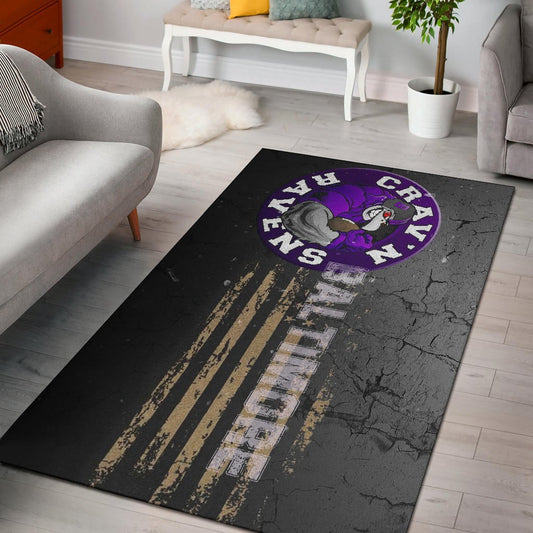 Baltimore Ravens American Football Team Area Rug Crazy Muscle Raven Smiling Broken Grey Wall Rugs Home Decor