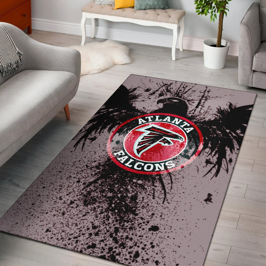 American Football Team Area Rug - Atlanta Falcons Watercolor Paint Rise Up Bird Rugs Home Decor