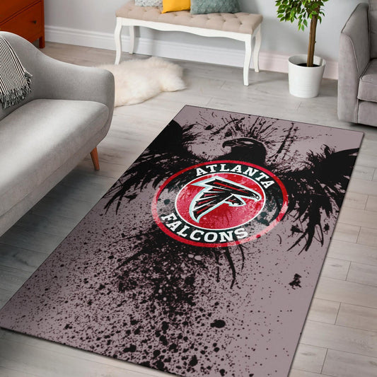 American Football Team Area Rug - Atlanta Falcons Watercolor Paint Rise Up Bird Rugs Home Decor
