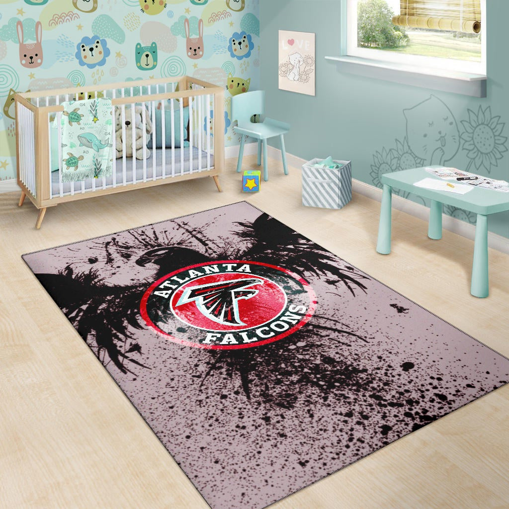 American Football Team Area Rug - Atlanta Falcons Watercolor Paint Rise Up Bird Rugs Home Decor