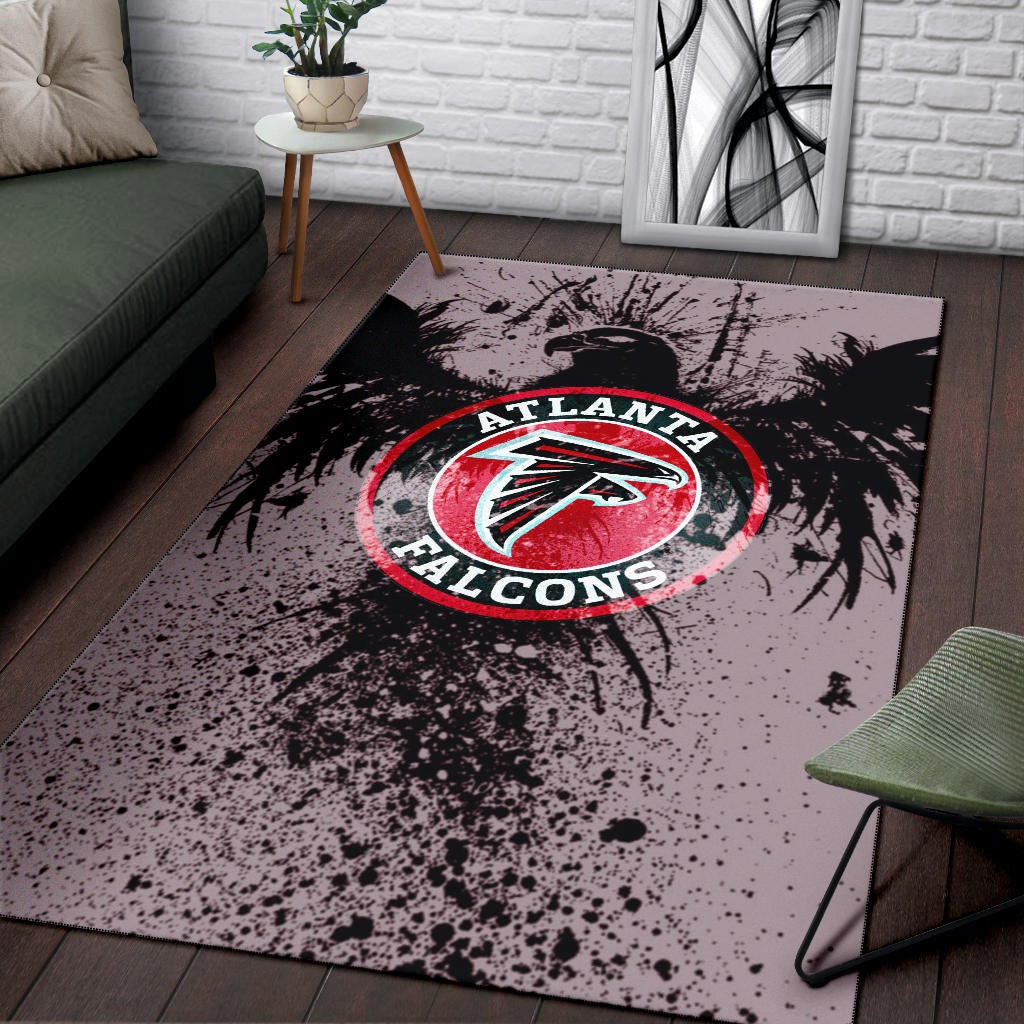 American Football Team Area Rug - Atlanta Falcons Watercolor Paint Rise Up Bird Rugs Home Decor