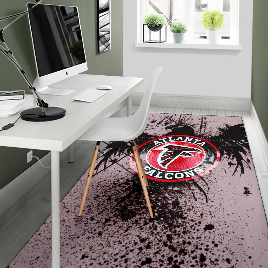 American Football Team Area Rug - Atlanta Falcons Watercolor Paint Rise Up Bird Rugs Home Decor