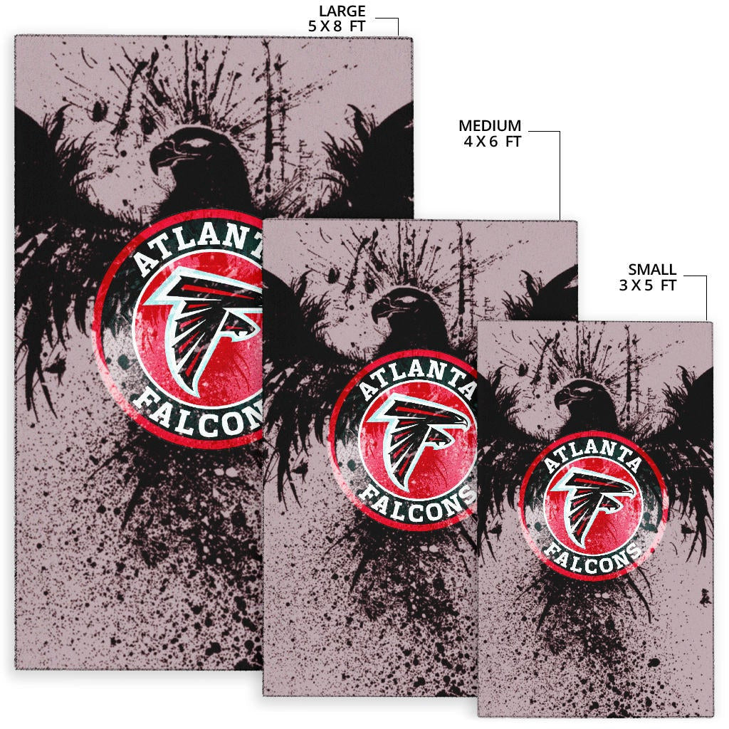 American Football Team Area Rug - Atlanta Falcons Watercolor Paint Rise Up Bird Rugs Home Decor