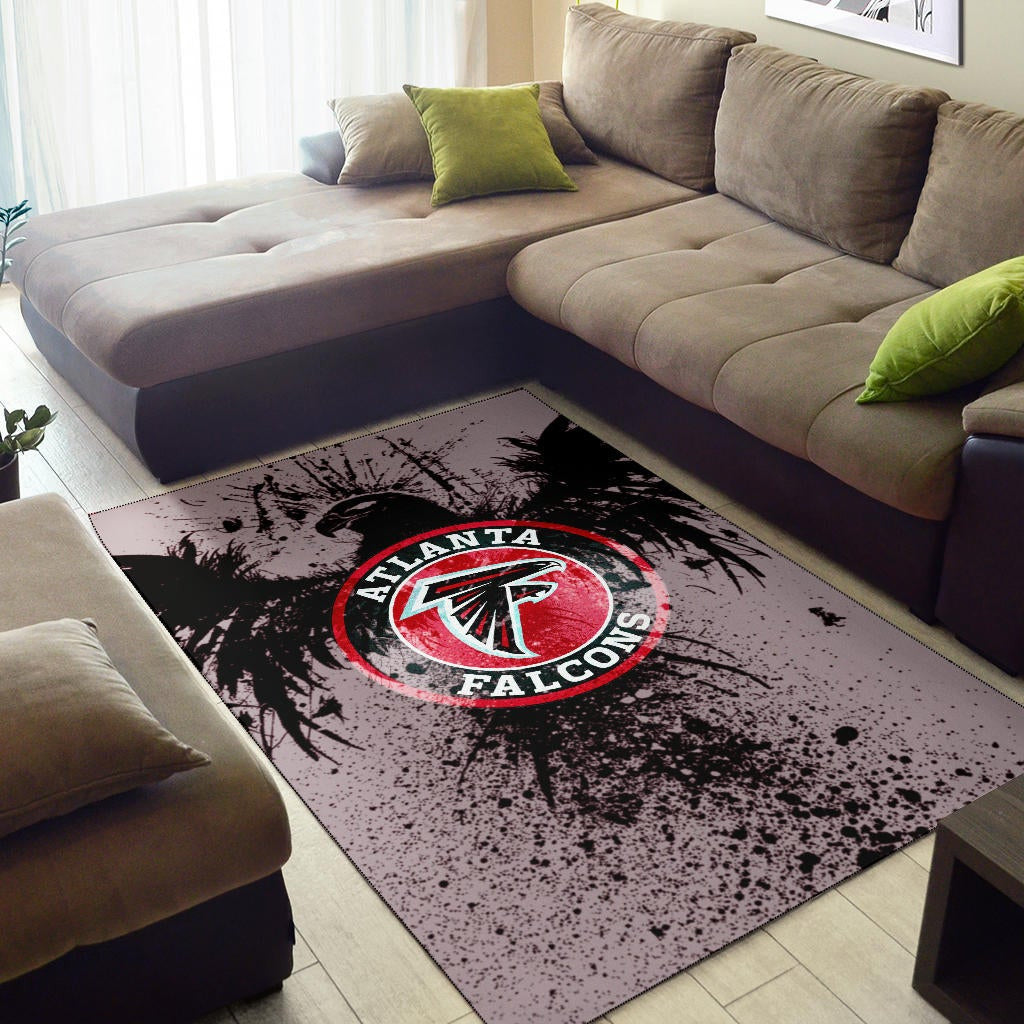 American Football Team Area Rug - Atlanta Falcons Watercolor Paint Rise Up Bird Rugs Home Decor