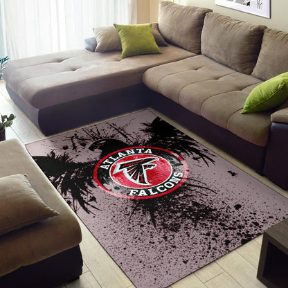 American Football Team Area Rug - Atlanta Falcons Watercolor Paint Rise Up Bird Rugs Home Decor