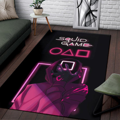 Squid Game Movie Area Rug - All Rounds Squid Workers Neon Minimalist Rugs Home Decor