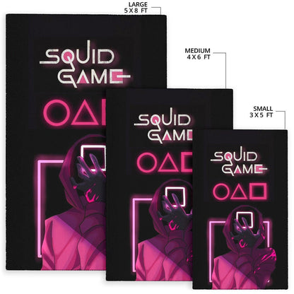 Squid Game Movie Area Rug - All Rounds Squid Workers Neon Minimalist Rugs Home Decor