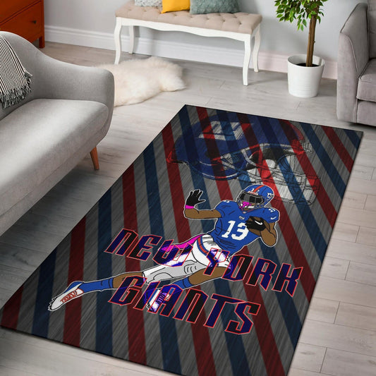 New York Giants American Football Team Area Rug Player 13 Protecting Rugby Ball Running Giant Helmet Rugs Home Decor
