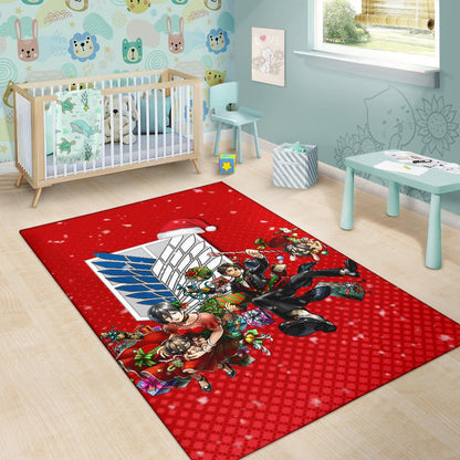Attack On Titan Anime Area Rug - Merry Christmas Levi Ackerman Xmas Gifts Red Rugs Home Decor NA171105