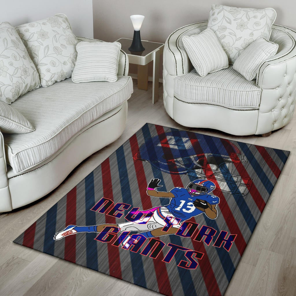 New York Giants American Football Team Area Rug Player 13 Protecting Rugby Ball Running Giant Helmet Rugs Home Decor