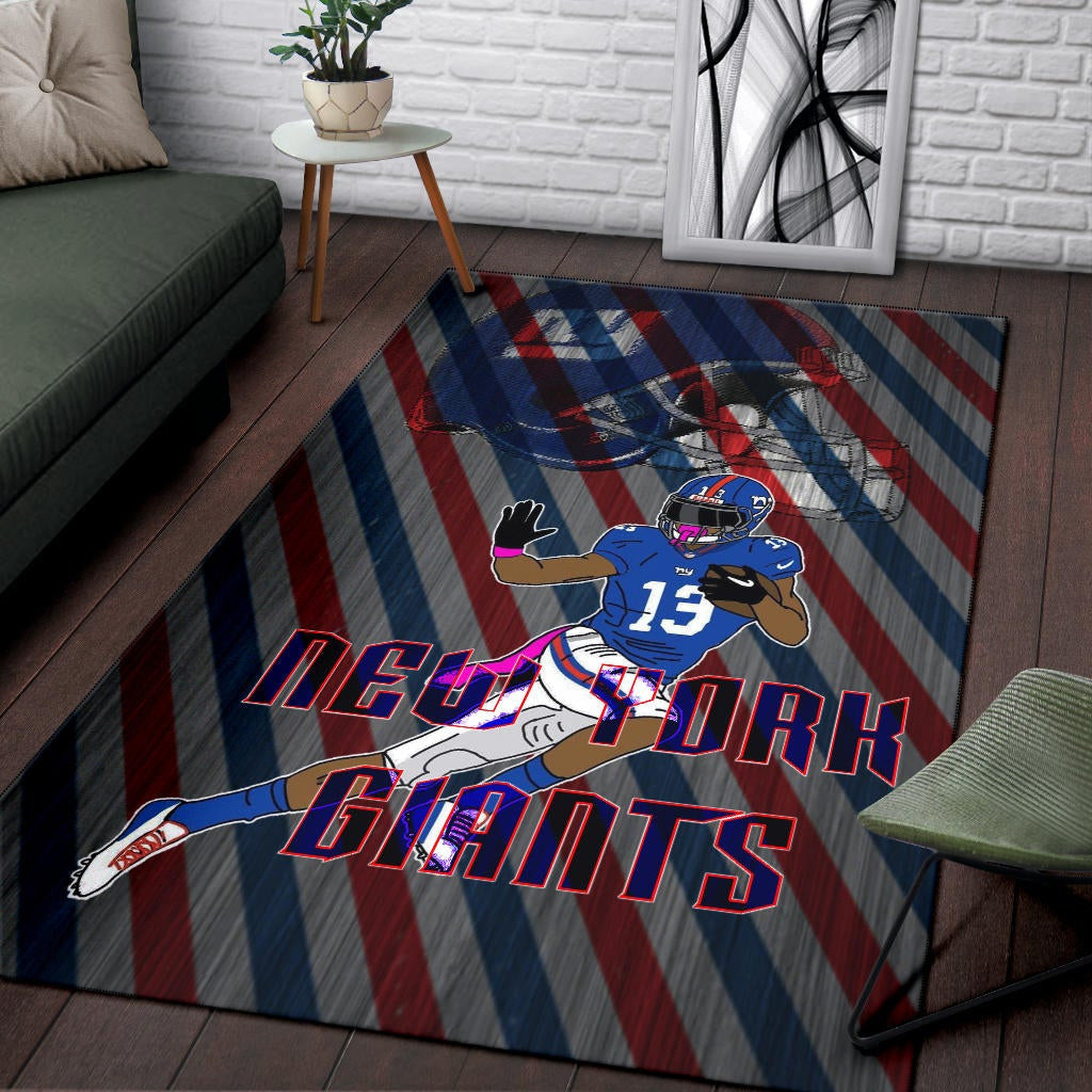 New York Giants American Football Team Area Rug Player 13 Protecting Rugby Ball Running Giant Helmet Rugs Home Decor
