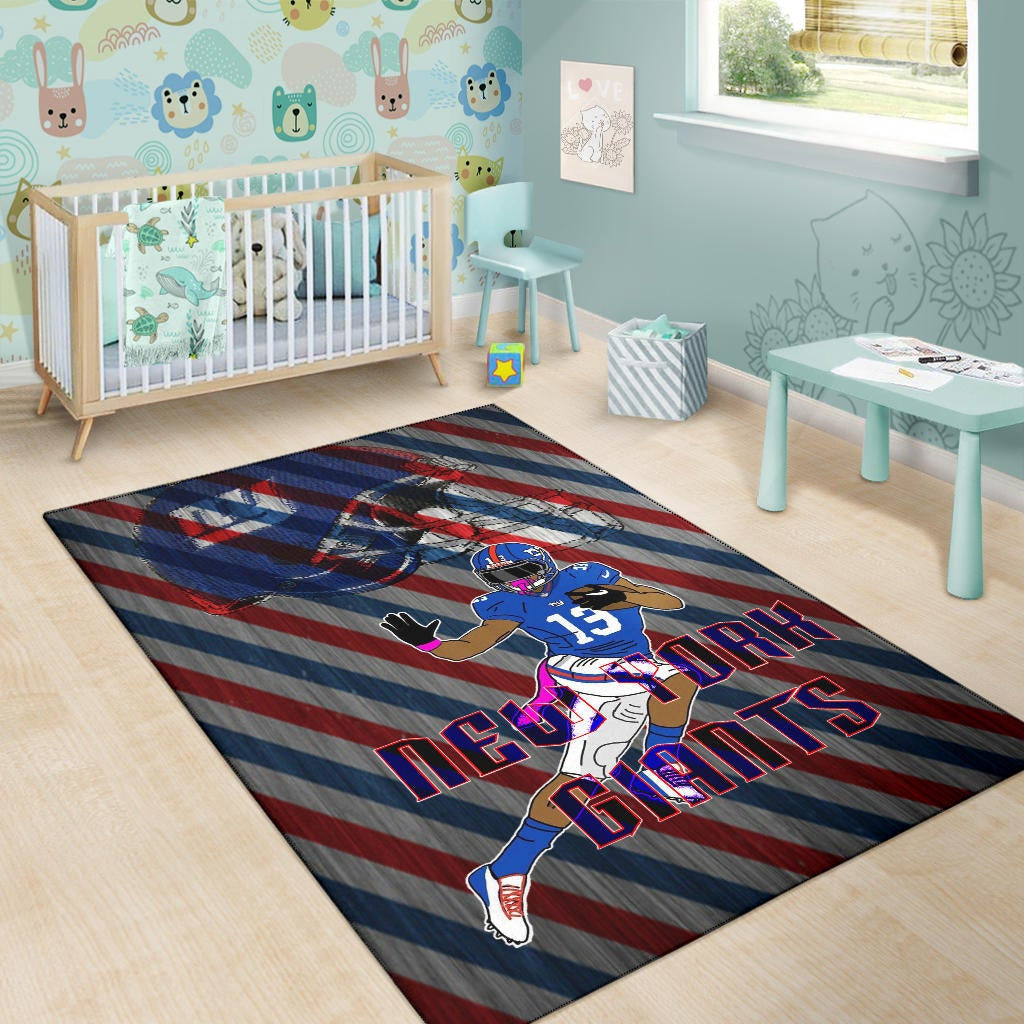 New York Giants American Football Team Area Rug Player 13 Protecting Rugby Ball Running Giant Helmet Rugs Home Decor