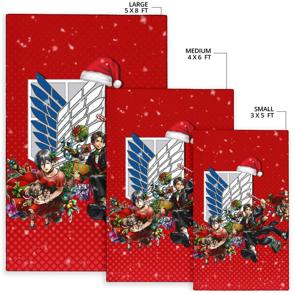 Attack On Titan Anime Area Rug - Merry Christmas Levi Ackerman Xmas Gifts Red Rugs Home Decor NA171105