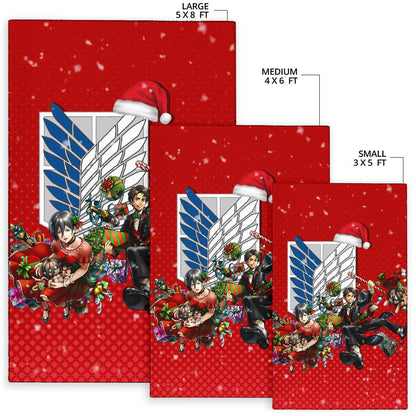 Attack On Titan Anime Area Rug - Merry Christmas Levi Ackerman Xmas Gifts Red Rugs Home Decor NA171105