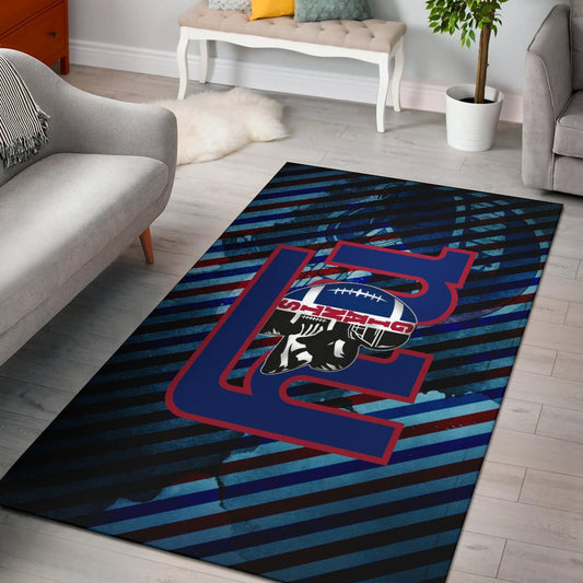 New York Giants American Football Team Area Rug Player Silhouette With Giant Rugby Ball Helmet Rugs Home Decor