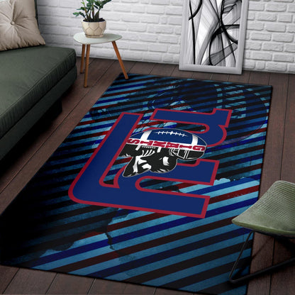 New York Giants American Football Team Area Rug Player Silhouette With Giant Rugby Ball Helmet Rugs Home Decor
