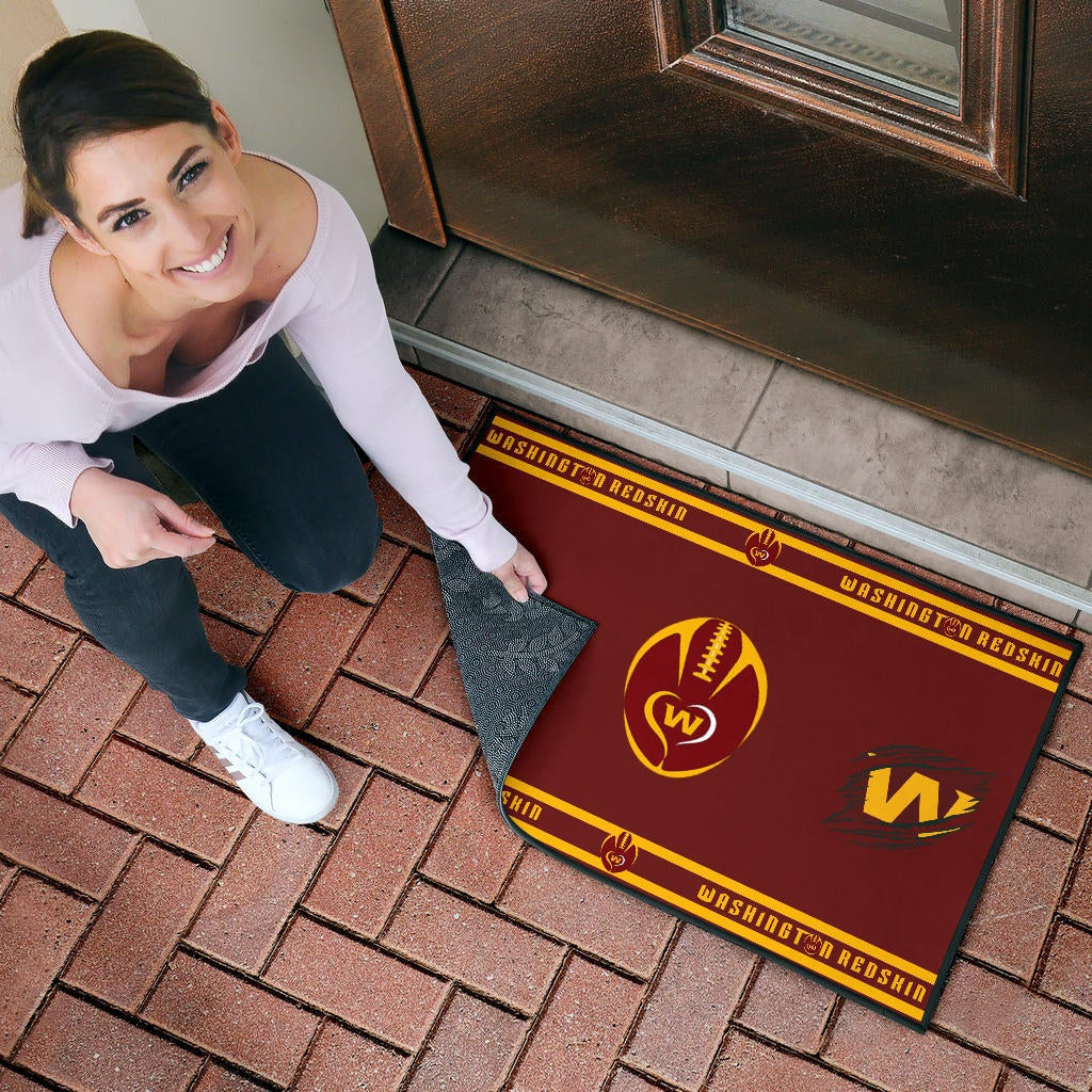 American Football Team Door Mat - Washington Redskin Rugby Ball W Patterns Door Mat Home Decor